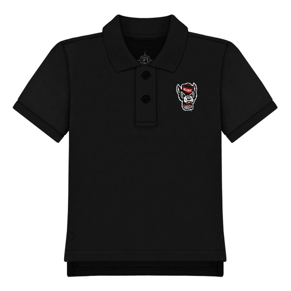 Black Toddler Polo - Wolfhead Logo